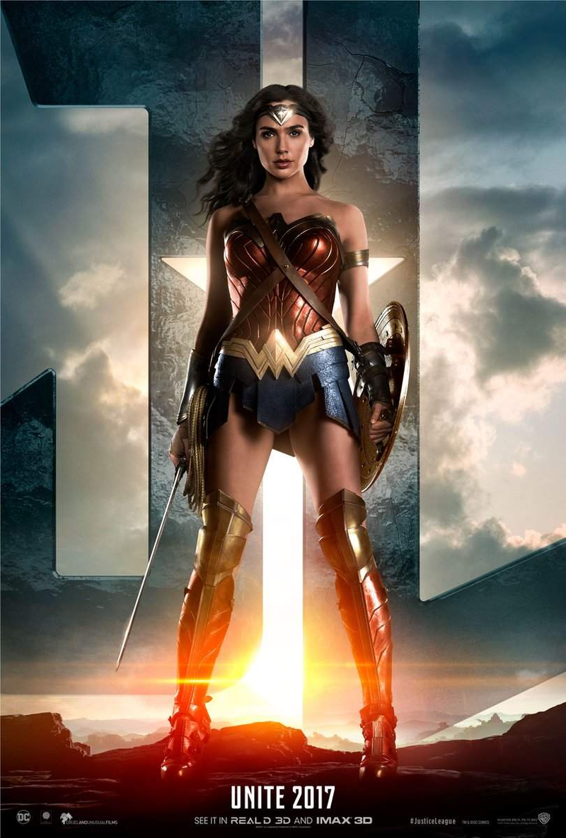 Illustration for article titled Wonder Woman takes an awkward stance in new Justice League character poster